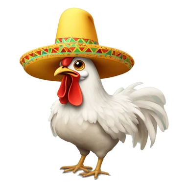 Chicken with a sombrero sticker