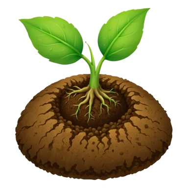 Two leaves sprout with round brown soil ball sticker