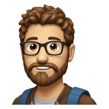 I want the nerd emoji bit with brown hair and brown eyes anda littl beard  sticker