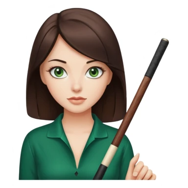 Beautiful brunette with pool cue sticker
