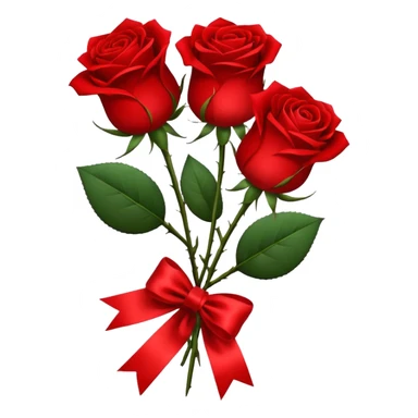 3 red roses tied with a red ribbon sticker