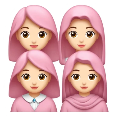 Beyaz ten, açık kumral uzun düz saç, çekik küçük ela gözler, minik burun, pembe dolgun dudaklar belirgin elmacık kemikleri olan bir kız sticker