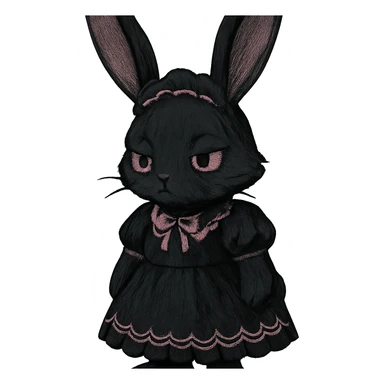 gothic bunny, black and pink colors, no background sticker