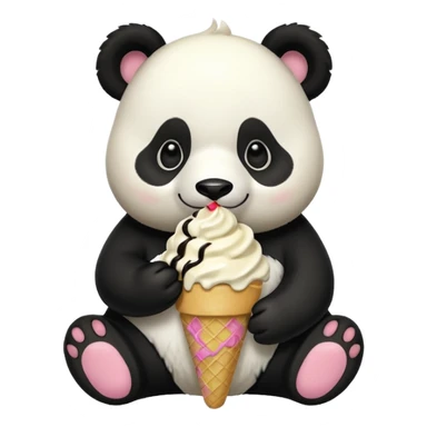 Panda eating ice cream sticker