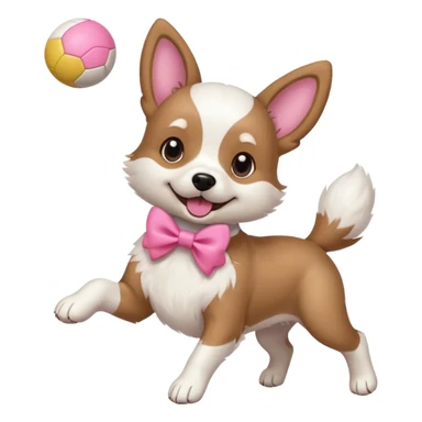 girly dog with a pink bow jumping in the air to catch a ball sticker
