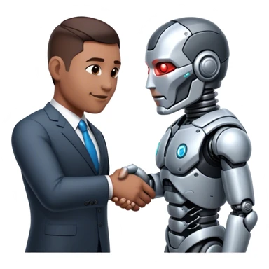 cyborg doing a handshake with business man sticker