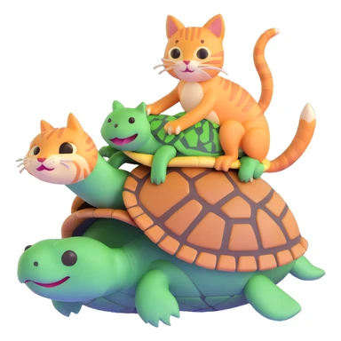 cat riding a turtle sticker