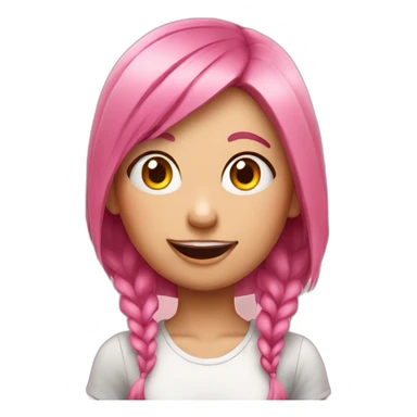 Sneering girl with pink hair shaved on one side sticker