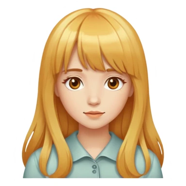 girl with honey-colored hair, bangs, and long hair, light background sticker