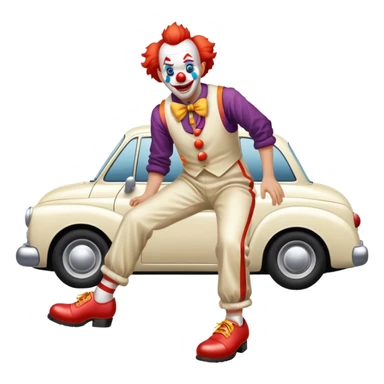 guy wearing clown shoes being hit by a car sticker