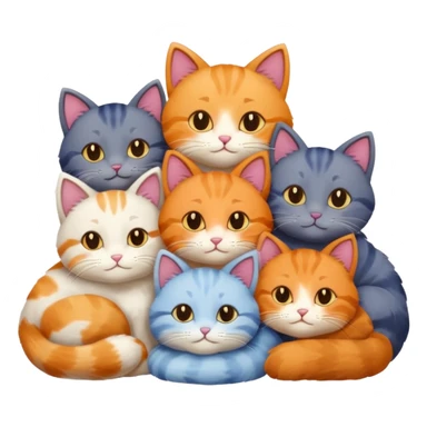 6 cats snuggling sticker