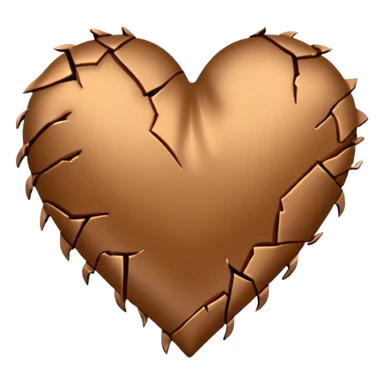 Broken Brown satin heart sticker