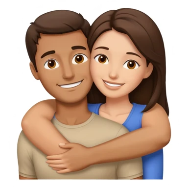 Couple hug brunette women  haired tan man sticker