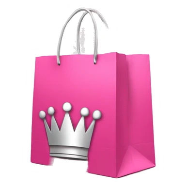 shopping bag pink with silver crown in front sticker