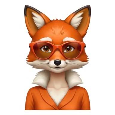 serious anthropomorphised female fox in stylish dress with sunglasses, head and shoulders view sticker