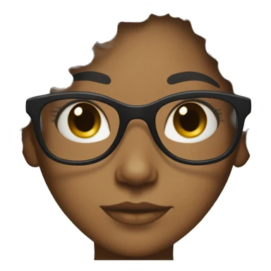 Brown skin girl with long black curly hair and clear glasses sticker