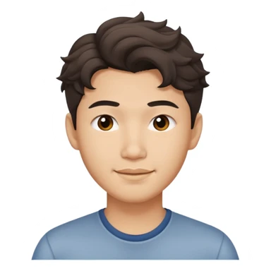 Asian guy wavy hair, demure but with a smirk  sticker
