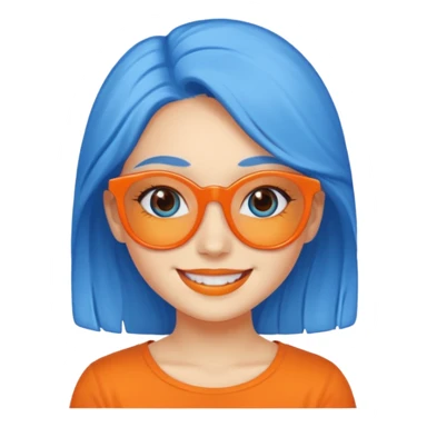 blue skinned orange glassed child girl sticker