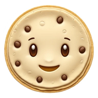 tortilla, single, round, flat, soft, light beige, toasted spots, uneven edges, 3D clean style, transparent background, optimized for emoji size sticker