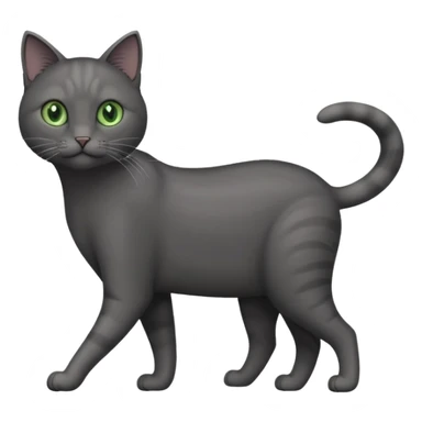 full body gorgeous solid dark grey cat with green eyes, white paws and white whiskers walking sticker