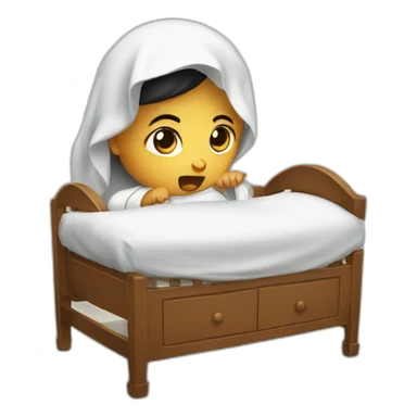 Arab slicing angry in traditional Palestinian outfit baby in crib sticker