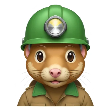 a mole rat, green helmet, headlamp sticker