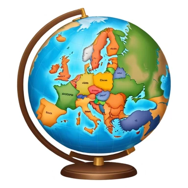 a globe with europe in the center sticker