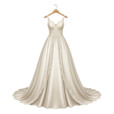 White sparkly wedding dress on a hanger sticker