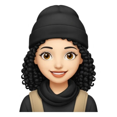 smiling arab hipster woman with curly hair and beanie sticker