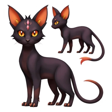 Black edgy Noivern-Purloin-Torracat-Sphynx-Lykoi-Caracal-cat-Fakemon-fusion-hybrid-creature sticker