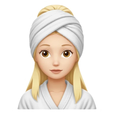 mulher branca e loira cabelo longo com toalha na cabeça tipo spa sticker