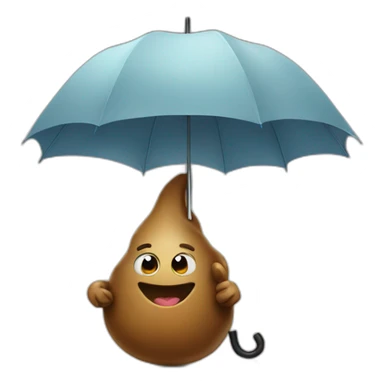 Poop emoji holding an umbrella  sticker