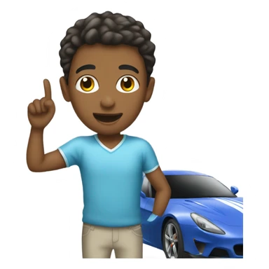 Boy recording sports car sticker