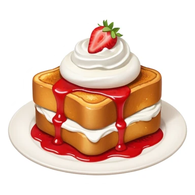 French toast with strawberry on top and whipped cream sticker