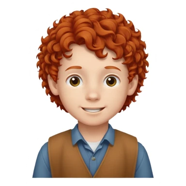 redhead kid with unique face features and very curly hair kid boy happy and braced sticker