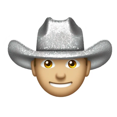 Silver sequin cowboy hat white sticker