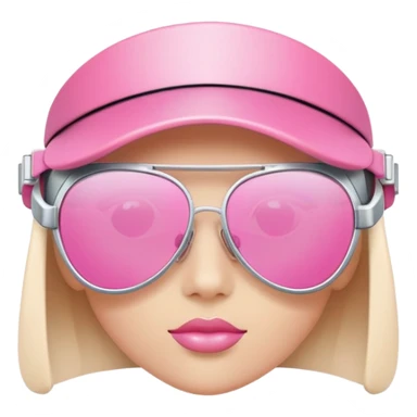 pink visor sunglasses with small decorative elements, fashion forward Y2K style sticker