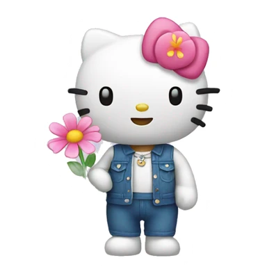 Hello kitty holding a flower sticker