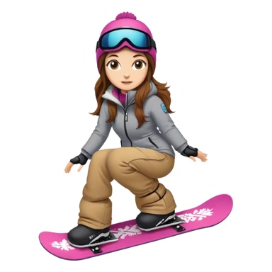 White Girl long brown hair snowboarding sticker