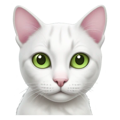 White cat with gray spots, pink nose, green eyes sticker