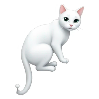 a white cat climbing a wall sticker