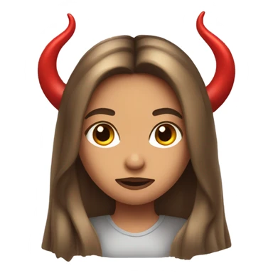 Girl with long baylage hair wearing devil horns sticker