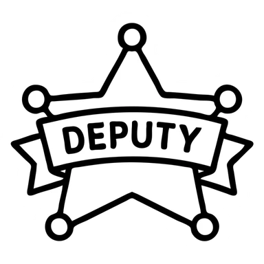 stylized star with banner sheriff's deputy rank emblem modern law enforcement badge sticker