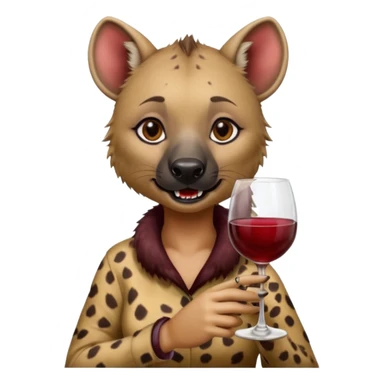 female hyena with glass of wine sticker