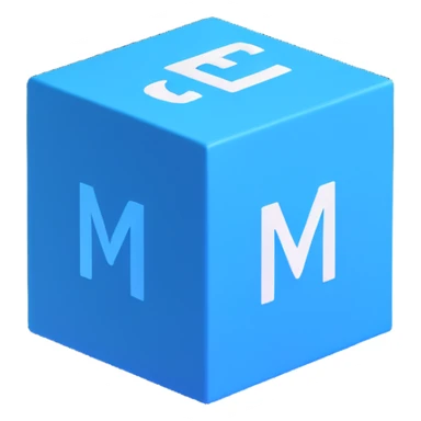 abstract blue and white 3D cube logo sticker