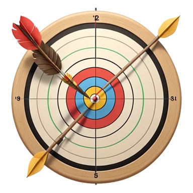 A bow and arrow aimed at a target, with the arrow perfectly positioned for release. The background features a target with concentric rings, emphasizing precision, skill, and focus in archery. The scene radiates concentration and the grace of the sport. sticker