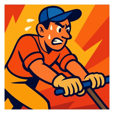 a man working hard with sweat on his face, clear expressive style sticker