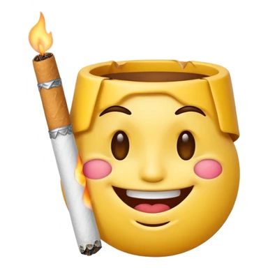 smiling emoji face with a cigarette sticker