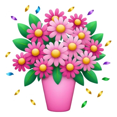 pink flower bouquet with confetti sticker