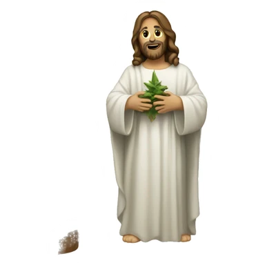 Jesus Christ next to an Christmas tree sticker